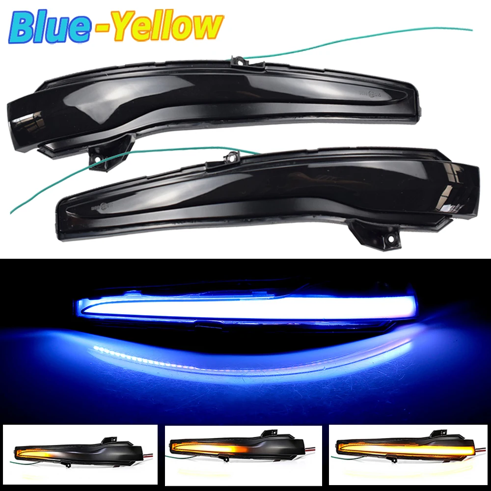 Three T FSFY LED Dynamic Turn Signals Mirror Lights Side Marker Lamp  Blinkers Indicator Yellow+Blue For Mercedes For Benz A/B/C/E/CL/CLA/CLS  GLA/G その他DIY、業務、産業用品