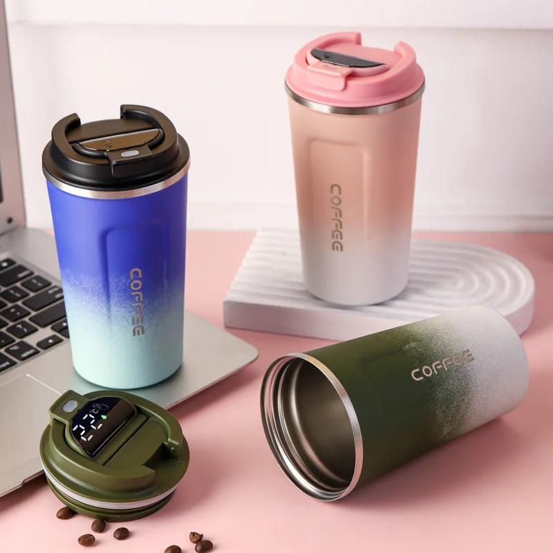 380ml 510ml Smart Thermos Coffee Cup Stainless Steel insulated Cup Digital  LED Temperature Display Mug For