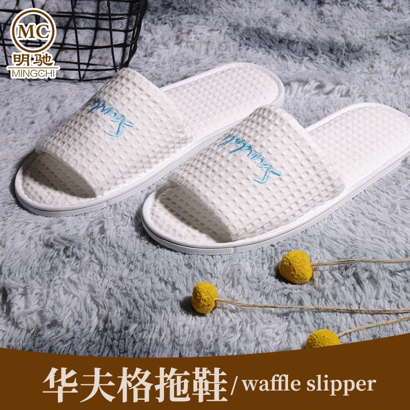 

Z008- Cotton embroidered waffle slippers