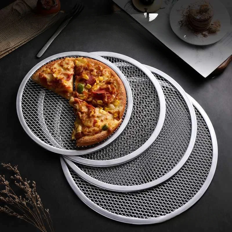 Oven Screen Mesh Baking Mesh Round Thickened Household Baking Tool 8 Pizza Couch Aluminum Commercial Pizza Tray