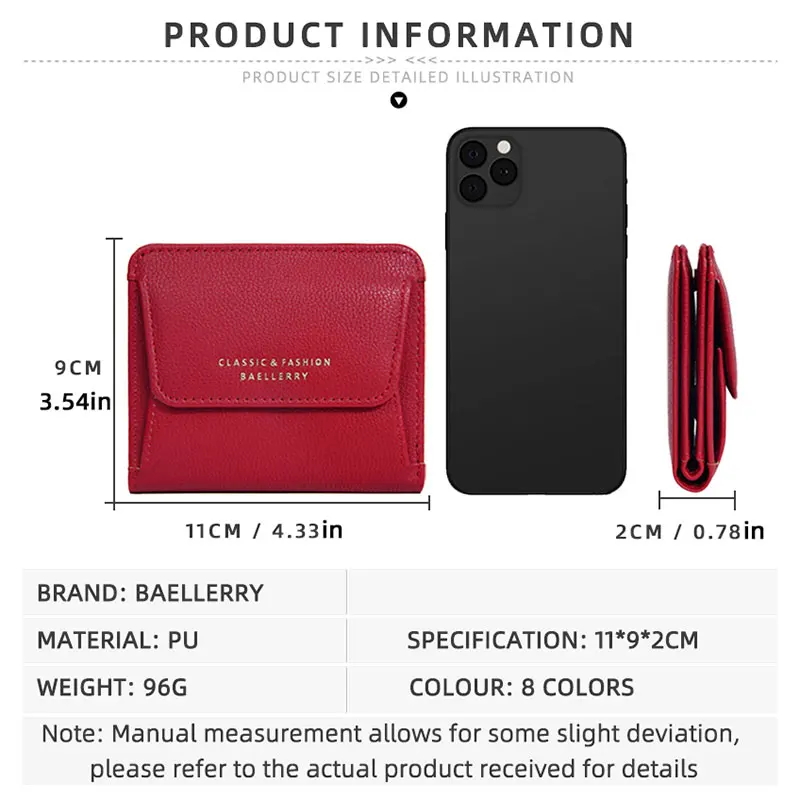 Baellerry New Short Women Wallets Name Customized Coin Pocket Brand Female Purses Large Capacity Card Holders Wallet For Girls 3