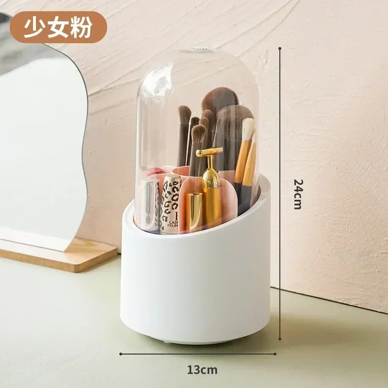 Multifunction 360° Rotating Pen Holder Pencil Makeup Brush Bucket Dust-proof Cosmetic Storage Box Compartment  Makeup Organizer 5
