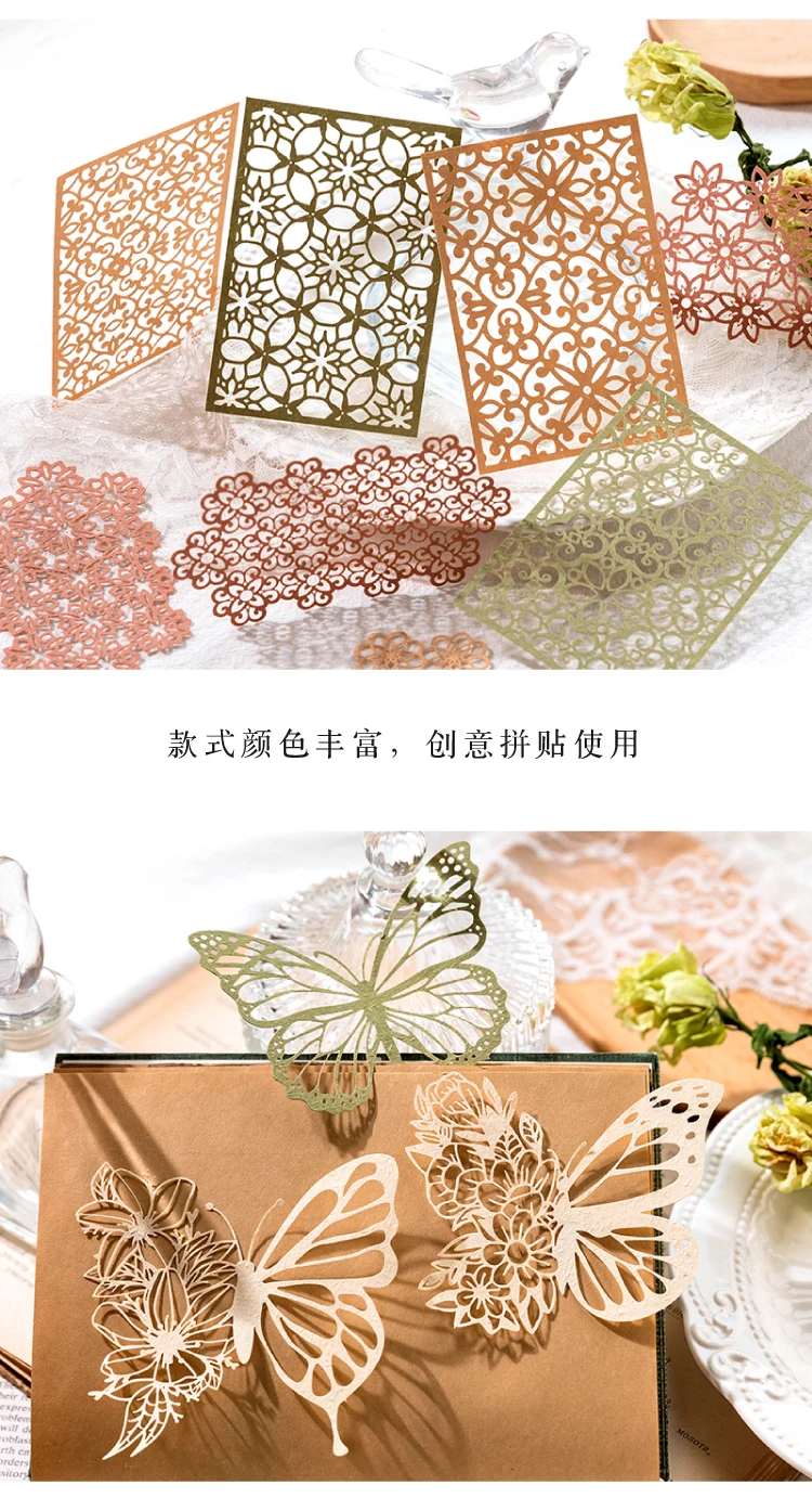 10 stücke INS spitze material papier Höhlte schmetterling Blumen Dekorative Scrapbooking Tagebuch Album hand made Collage Hintergrund papier – Detail 5