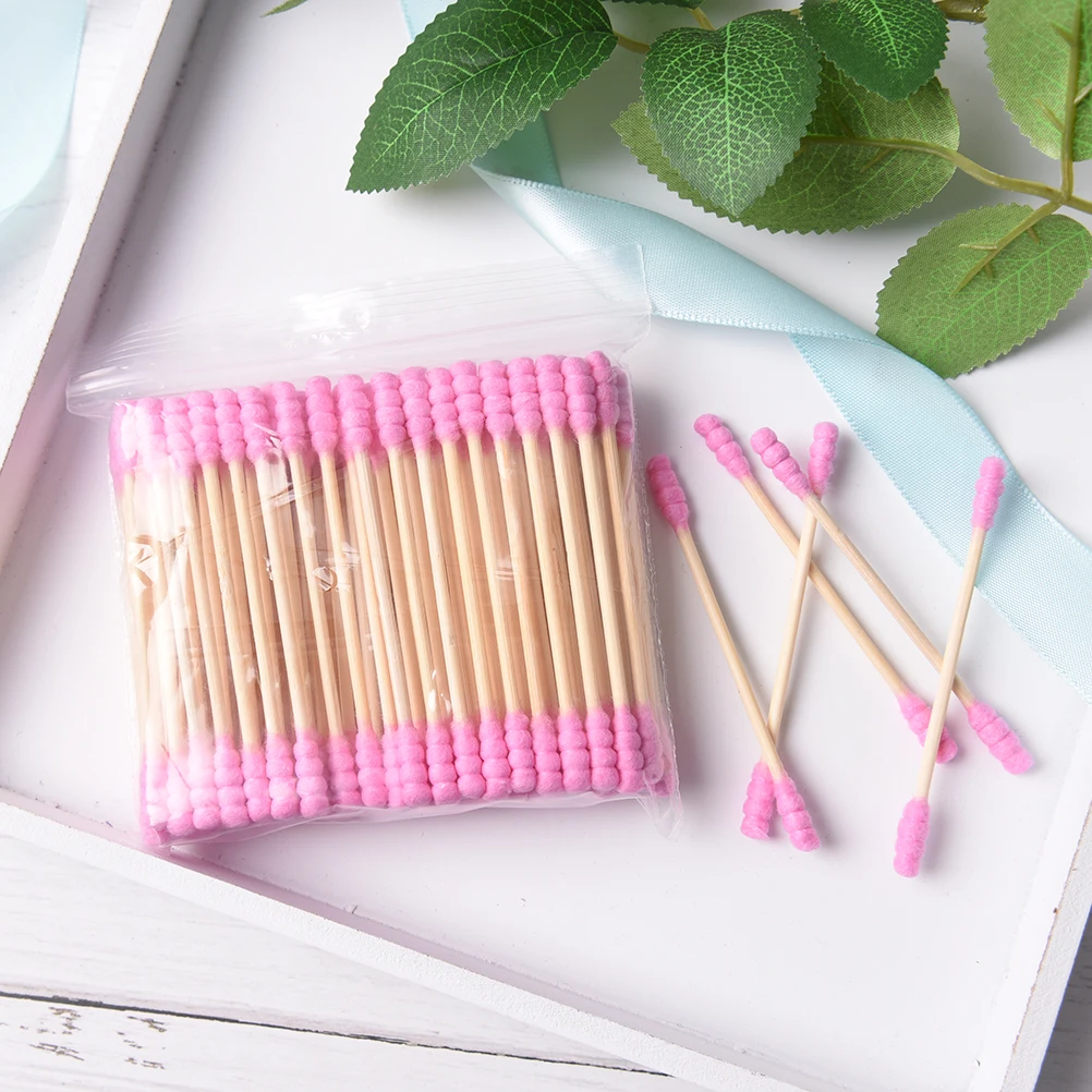 100Pcs/lot Cosmetic Cotton Swab Stick Double Head Ended Clean Cotton Buds Ear Clean Tools For Children Adult images - 6