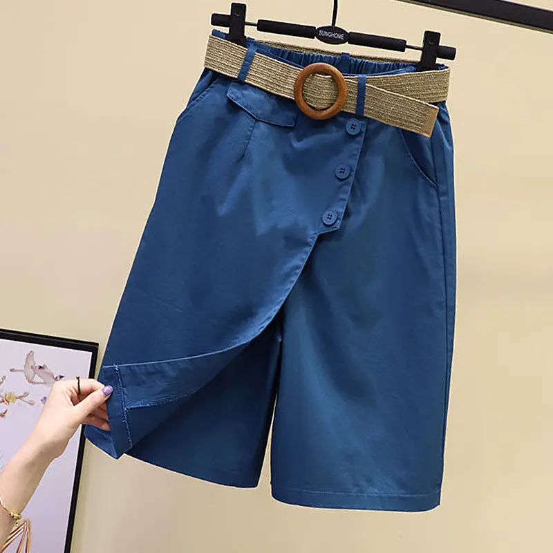 Shorts Women Summer Elastic Waist Wide Leg Loose Y2K Youth Fashion Casual Empire 4 Colors Harajuku Simple Solid Jupe Femme Retro
