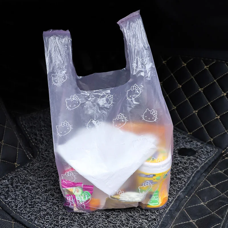 100Pcs/set Sanrio Garbage Bags Anime Hello Kitty Print Portable Household  Size Pink Plastic Sack Vest Type Storage Bag Wholesale - AliExpress