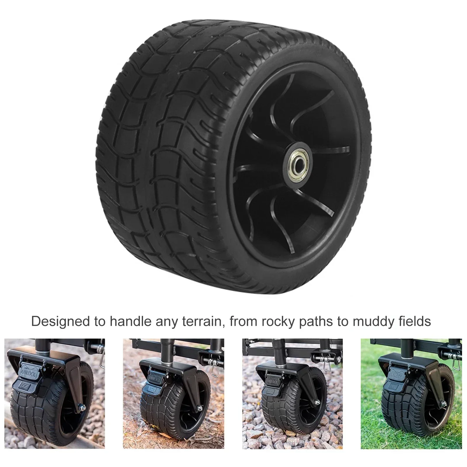 6inch Outdoor Replacement Wheels Tire Double Bearings For Folding Wagon Camping Cart Tools Wheels All-terrain PU&deg; Rotatable