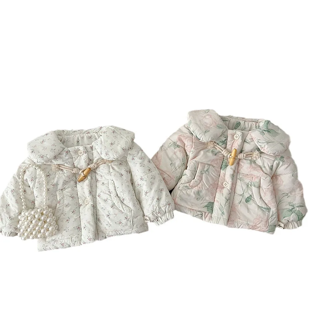 7966 Baby Coat Winter New Korean Baby Girl's Cotton-padded Jacket Plus Velvet Warm Coat Casual 0-3Y Kid's Outerwear