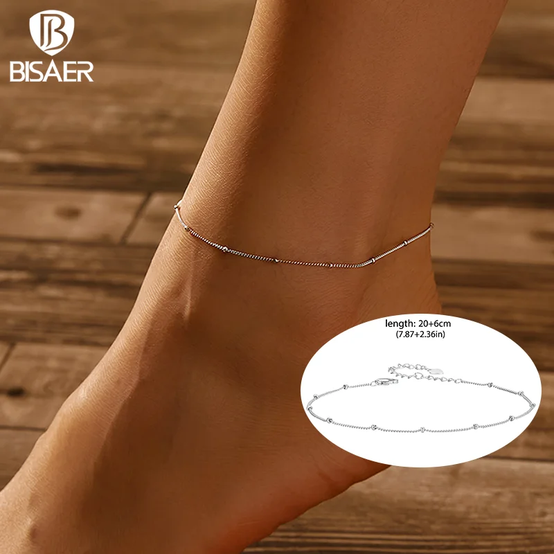 925 Sterling Silver Round Beads Anklets Waterproof Hypoallergenic Infinite Love Chain For Women Fine Jewelry Holiday Gift anklet bracelets silver anklets ankle chain