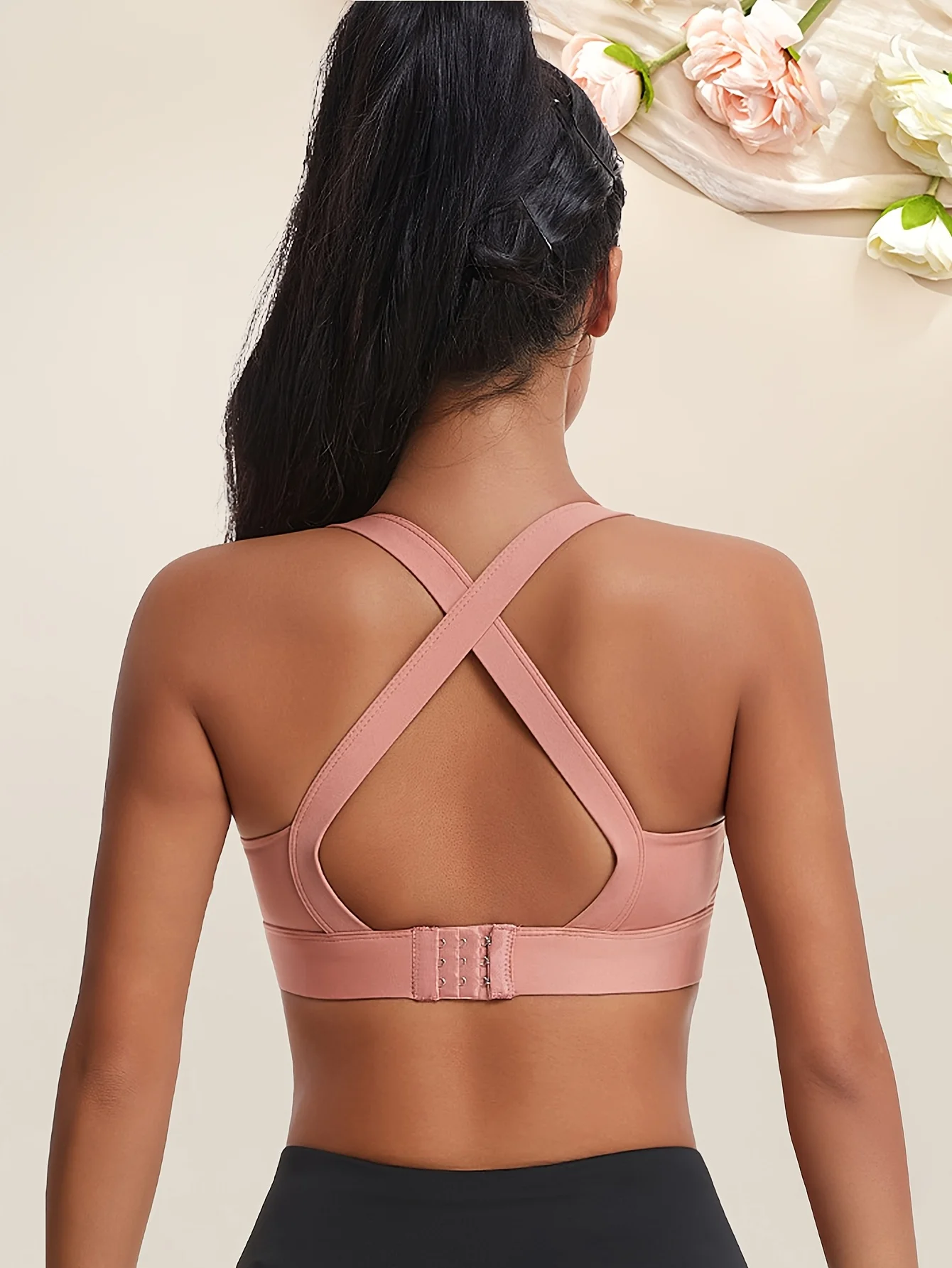 1pc women's sports bra fitness integrated cross back bra yoga vest sports bra 3