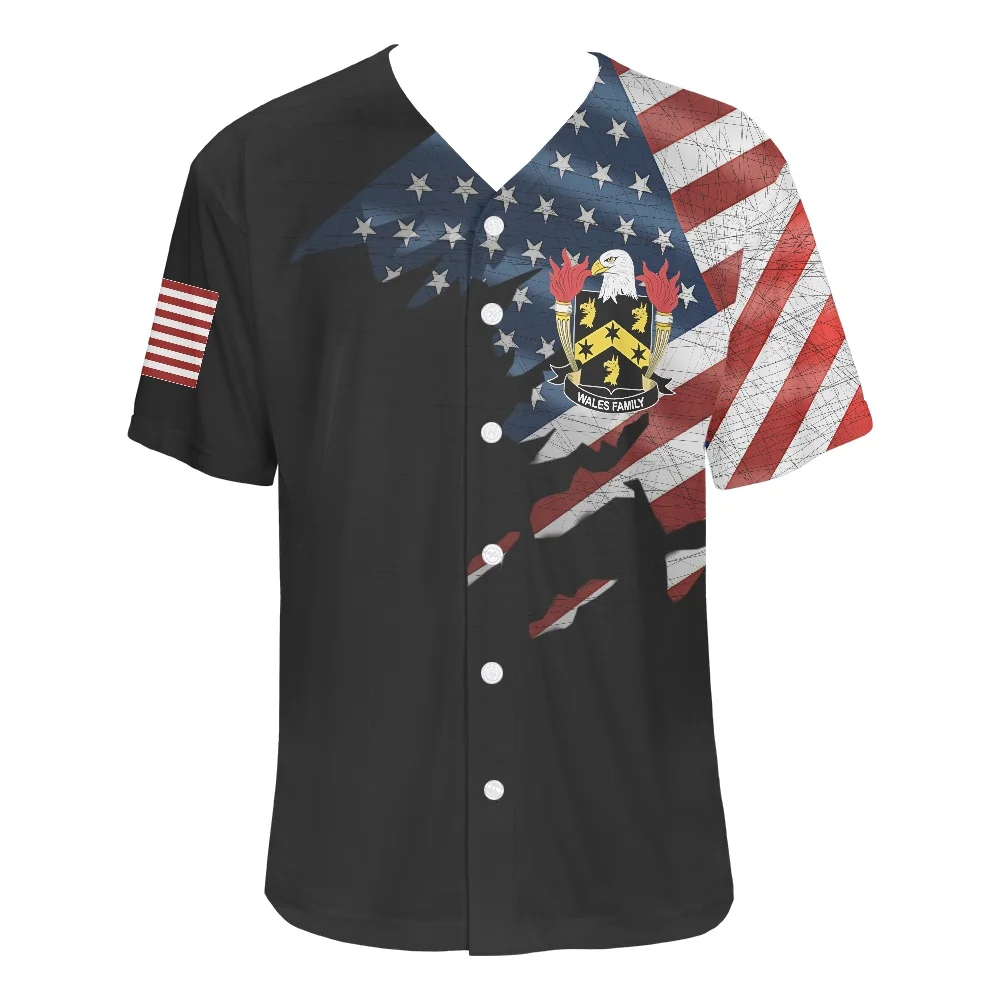 

Black Men's V-neck Short Sleeve Shirt American Statue of Liberty printing Baseball Jersey For Street Hip Hop Baseball Tops