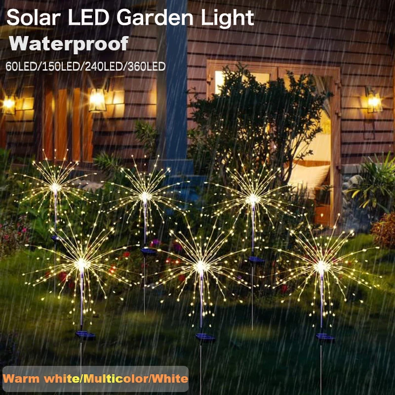 Solar Firework Light Outdoor Waterproof Solar Garden Flower Lights With 8 Modes Flash String Fairy light For Outdoor Lighting solar lights solar fireworks lights led fairy lights garden lighting