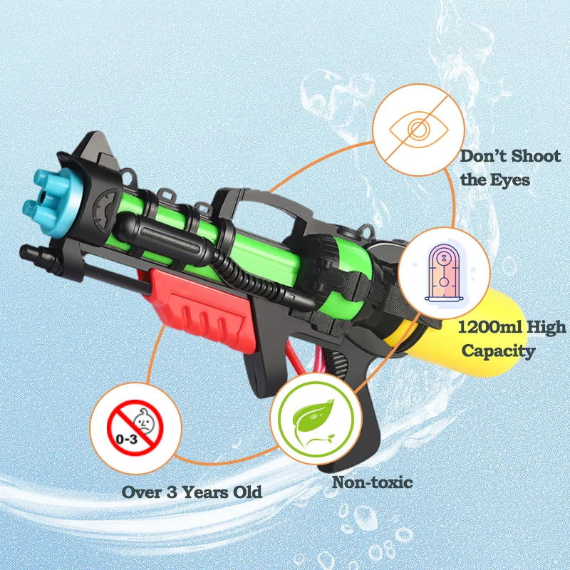 Water Guns for Kids Adults-1200CC High Capacity Power Pump Long Shooting Range Wasserpistolen Outdoor Water Fighting Boys Girls 3