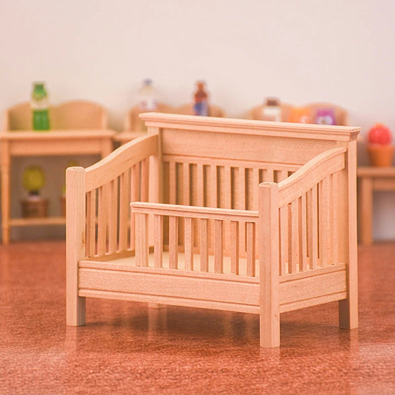 

1:12 Dollhouse Miniature Bed Baby Bed Cradle Bed Furniture Model Decor Toy Doll House Accessories