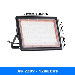 Outdoor LED Floodlight - IP65 Waterproof, 120 LEDs, Bright Weatherproof Lighting for Garden, Porch, and Courtyard (120leds wire)