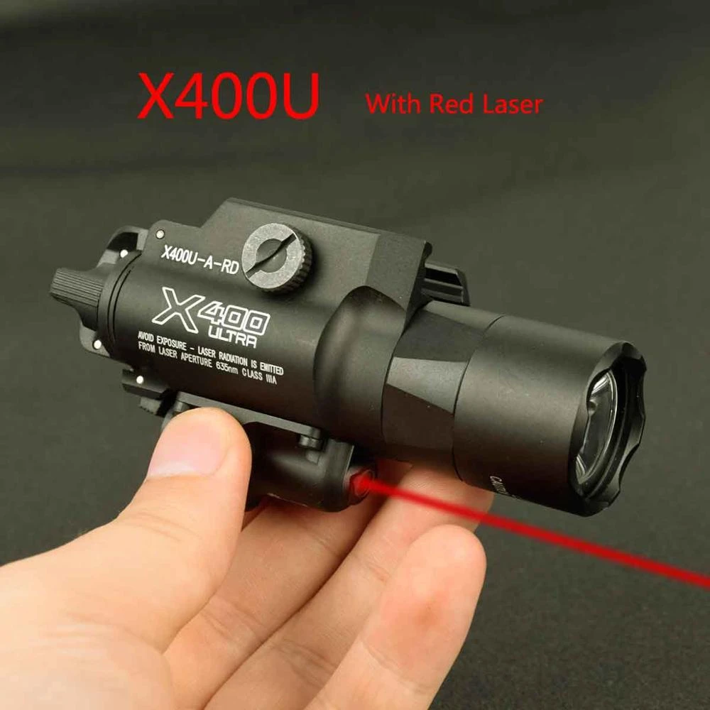 Tactical Army X400 Ultra X400u Weapon Light With Red Laser Pistol Gun Flashlight With Picatinny