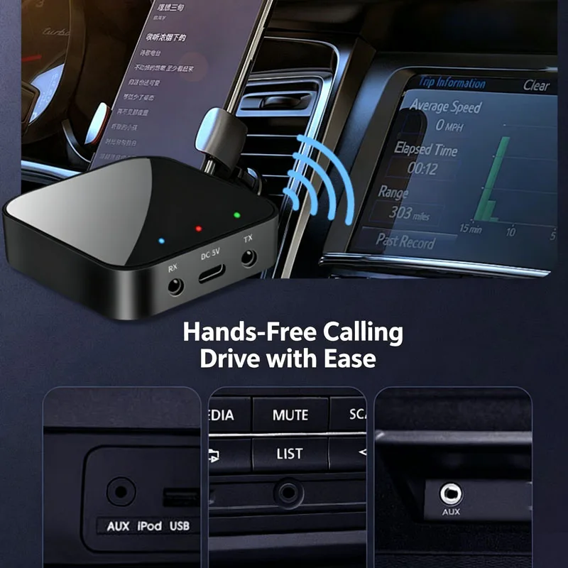 KEBIDUMEI 블루투스 6.0 오디오 수신기 송신기 3.5mm AUX(마이크 포함) 차량용 스피커용 HIFI 스테레오 무선,Bluetooth 6.0 Audio Receiver Transmitter 3.5m
