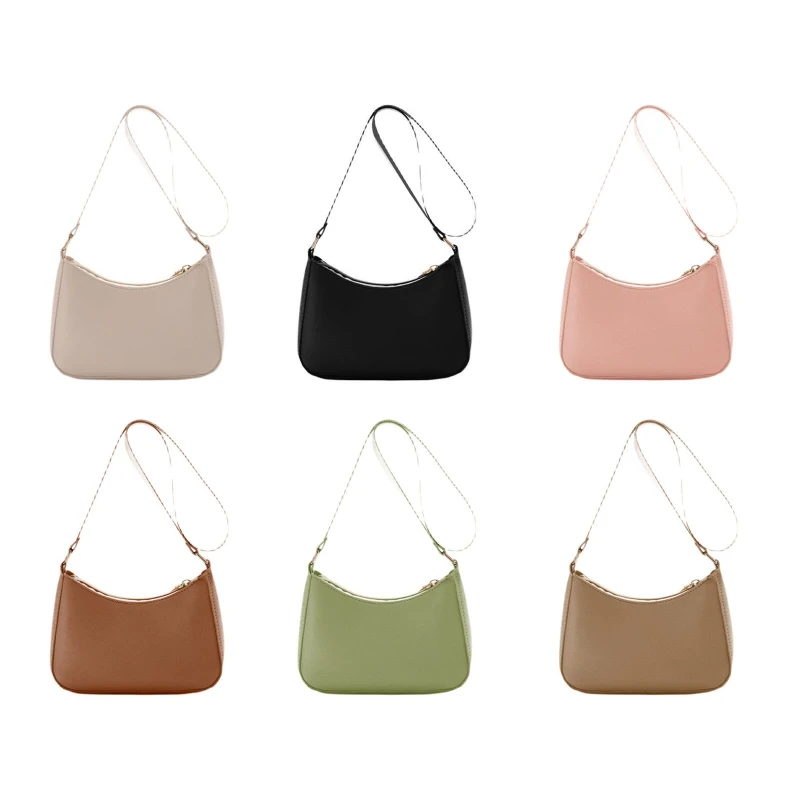 

Solid Color Bag Underarm Shoulder Bag with Zipper for Street Strolling