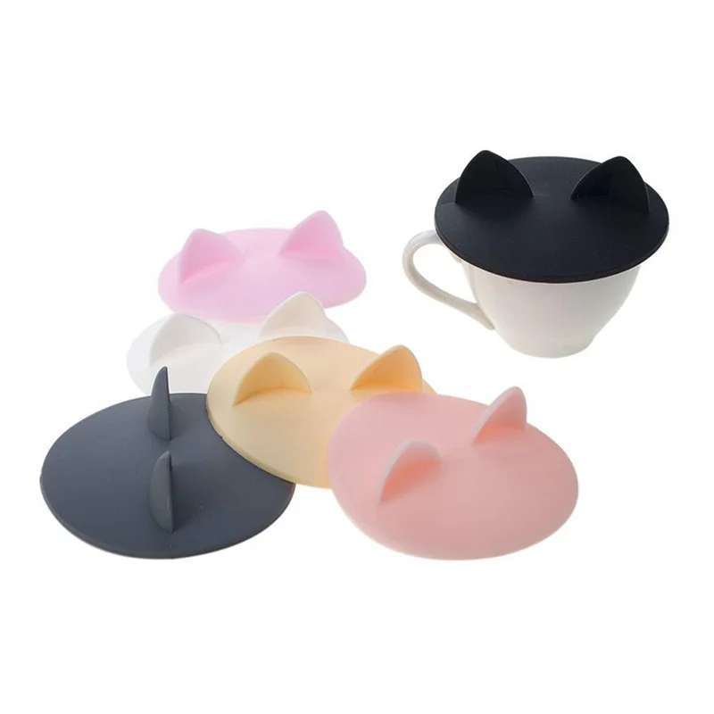 Glass Cup Cover 12 Pcs Cat Ear Silicone Anti Dust Cup Lids Tea Mug Topper Cover For Coffee Cup Covers For Drinks-AT64