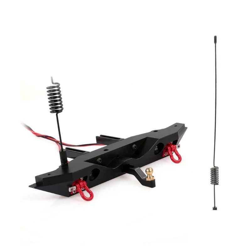 

Металлический задний бампер с 2 светодиодными антеннами, комплект хвостовых крюков для прицепа для SCX10 90046 E65D