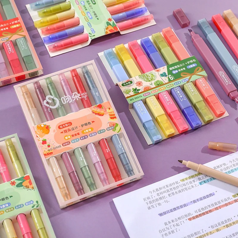 

6 Pcs Double-Headed Fluorescent Pen Ins Marker