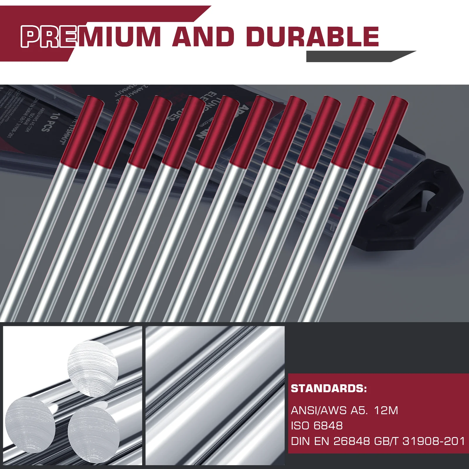 Tungsten Electrode tungsten electrodes 175mm/7" 1.6 2.4mm for Tig Machine ARCCAPTAIN TIG Welding