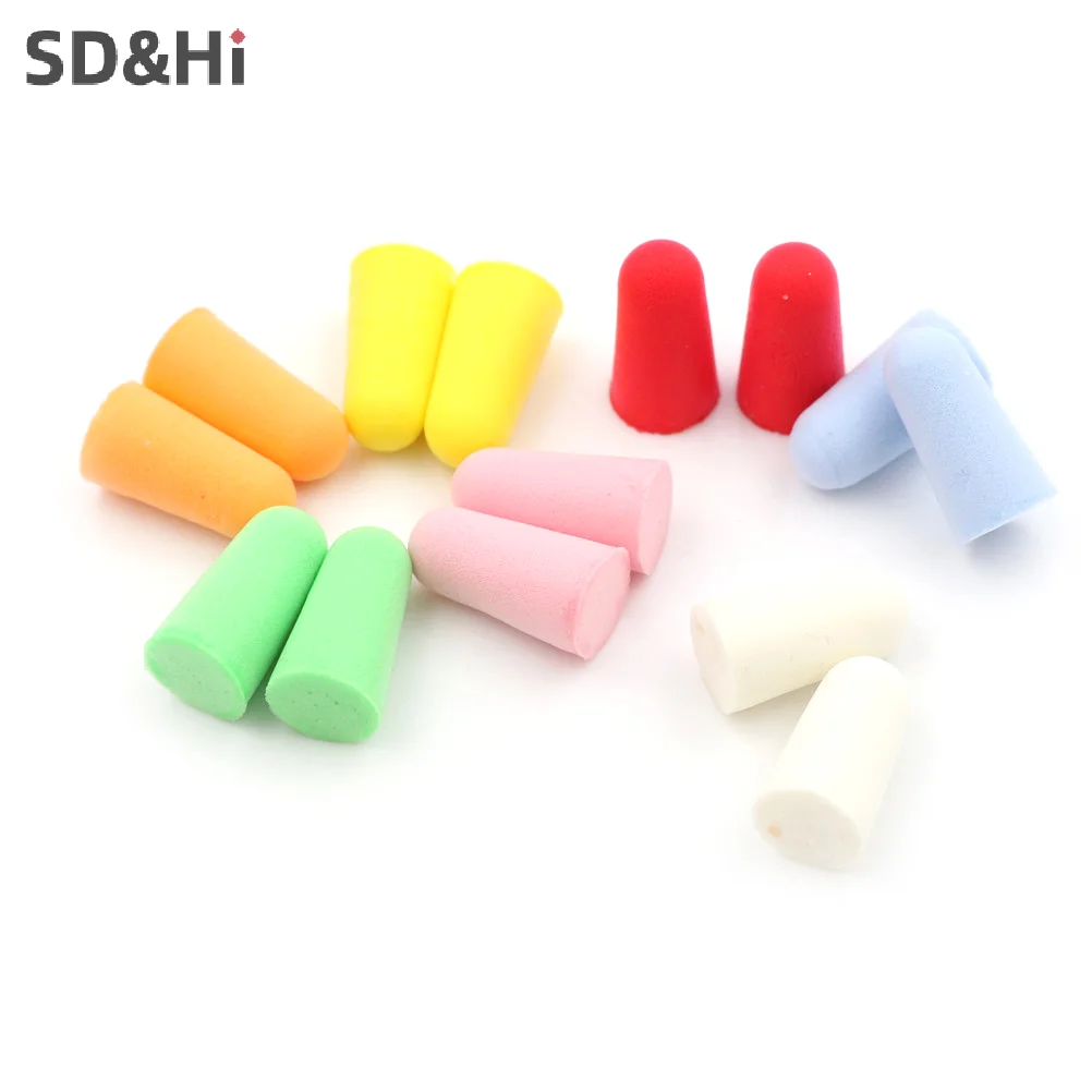 

10Pairs Authentic Foam Soft Corded Ear Plugs Noise Sleep Reduction Norope Earplugs Swimming Protective Earmuffs