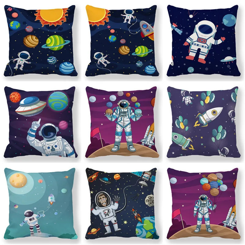 

Cartoon Astronaut Pillowcase Universe Planets Pillows Case Decor Home Living Room Decoration Cushions for Bed Sofa Pillow Cover