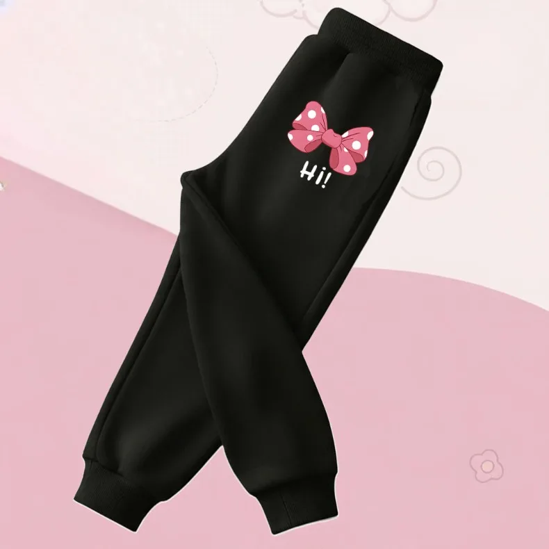 Frühling Herbst Mädchen Casual Hosen kinder Elastische Taille Jogger Kinder Hohe Taille Sport Hosen Nette Bogen Gedruckt Mädchen Hose – Detail 8