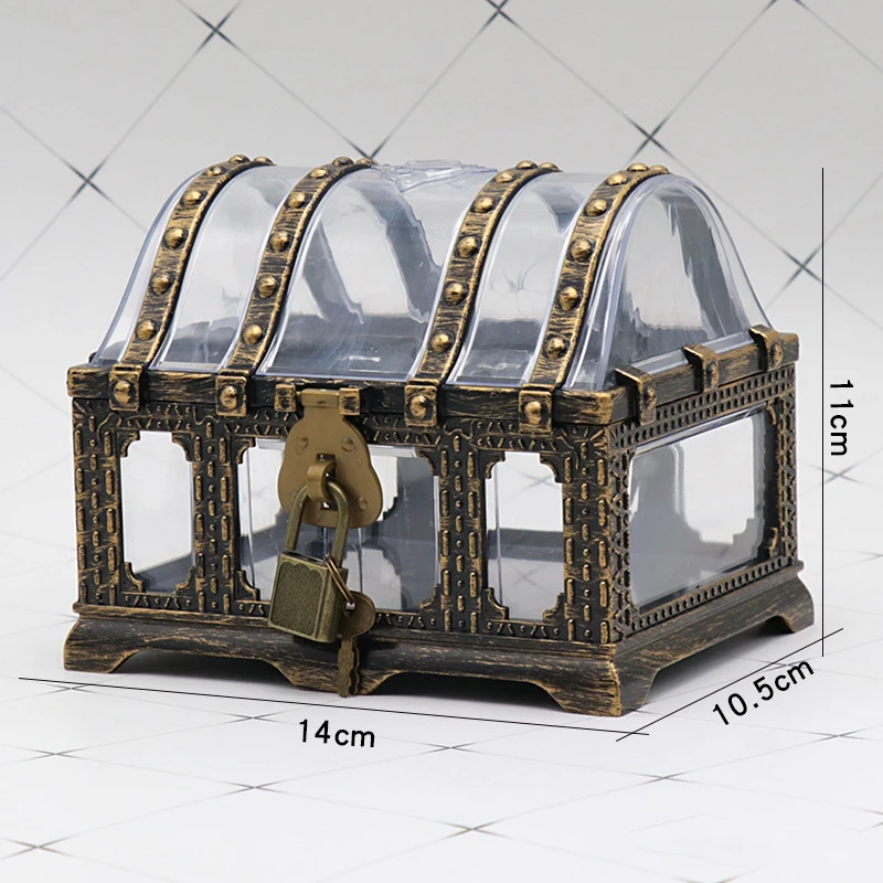 Pirate Treasure Chest with Lock – Transparent Pirate Jewelry Box for Gemstones, Crystal... - SKU PTCL2333 - UGI Packaging