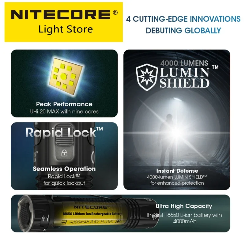 Nitecore LED  , USB-C  ġ , 4000mAh Ƭ ̿ ͸, ߿ EDC , EDC33, 4000 , Ǹ