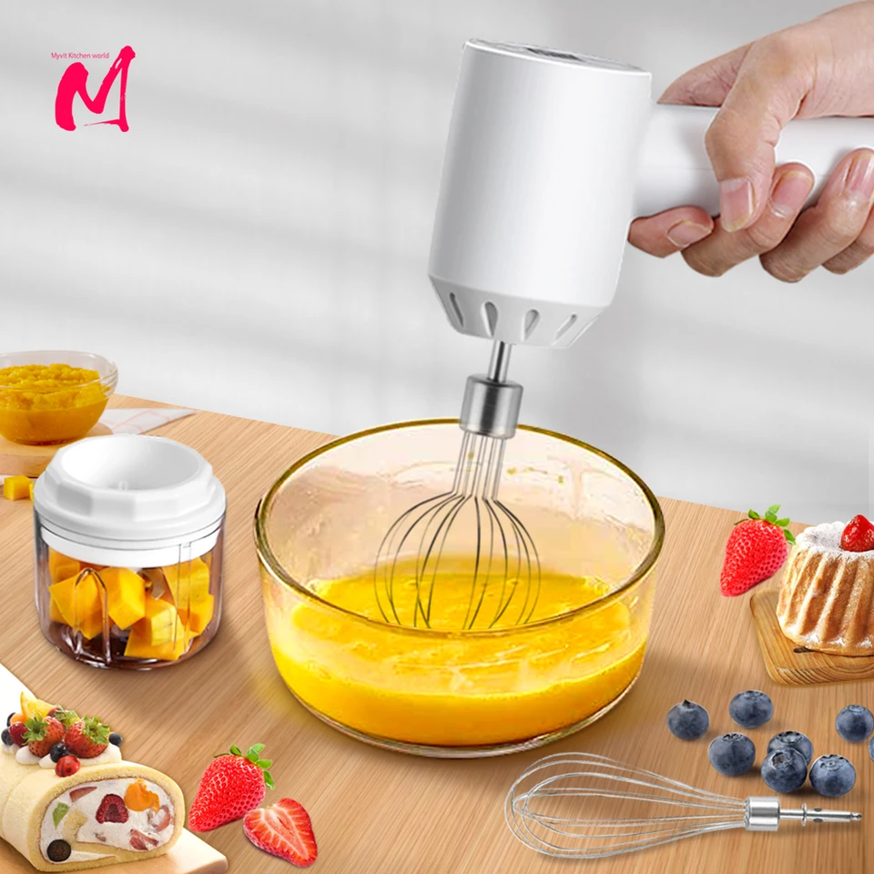 Wireless Electric Food Mixer Portable 3 Speeds Double Stick Egg