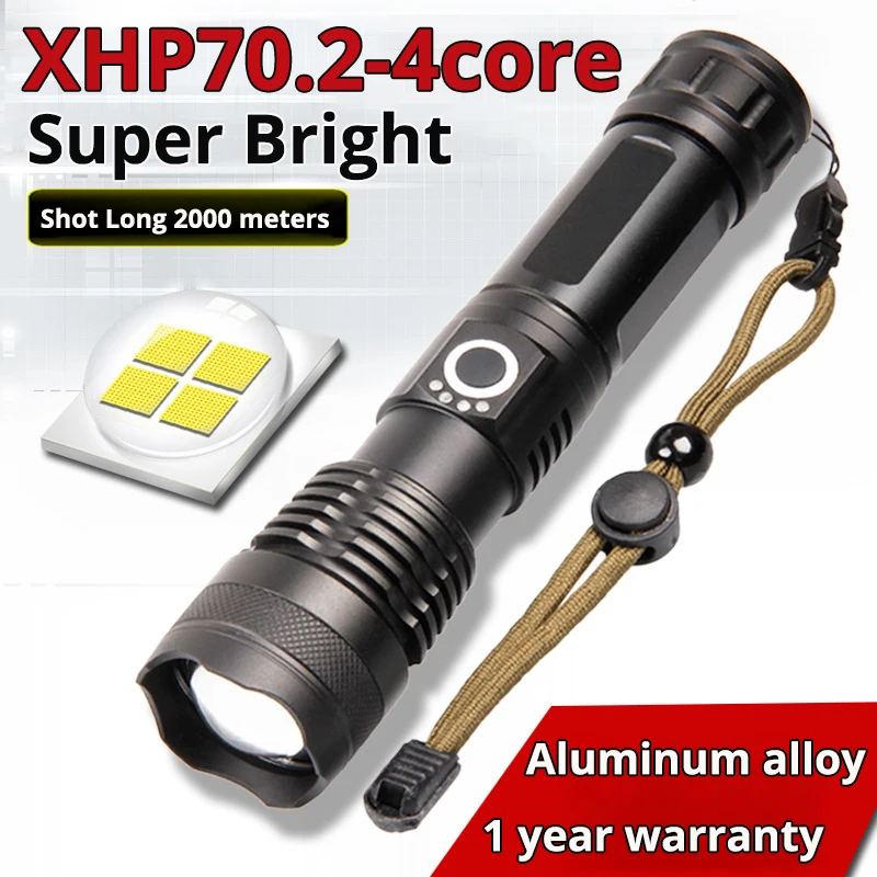 

More Powerful xhp70.2 Flashlight 5 Modes usb Zoom led torch lantern 18650 or 26650 battery Best for Camping, Outdoor, Emergency