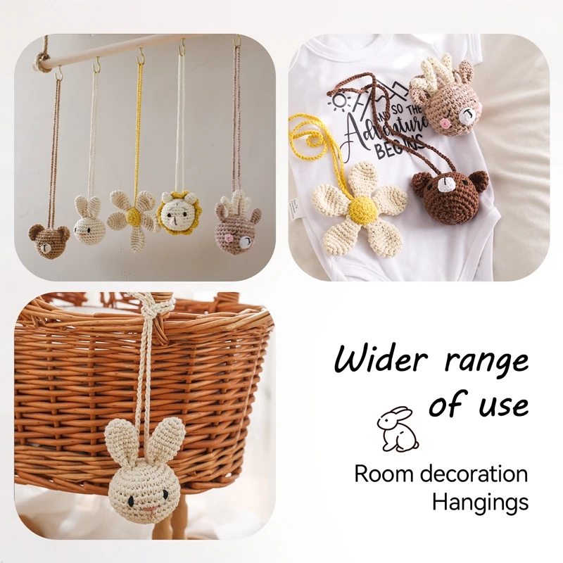 1pc Baby Animal Crochet Crib Gym Pendant Rattle Toys Newborn Hanging Toy Crib Bracket Pendant Gym Montessori Children's Toy Gift 4