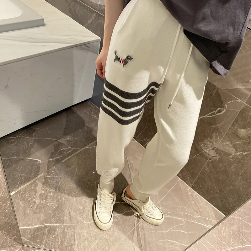 High Quality Korean Style Early Spring 2023 TB Four-bar Womens Knitted Wool Trousers Straight Dog Patch Casual Sports Pants