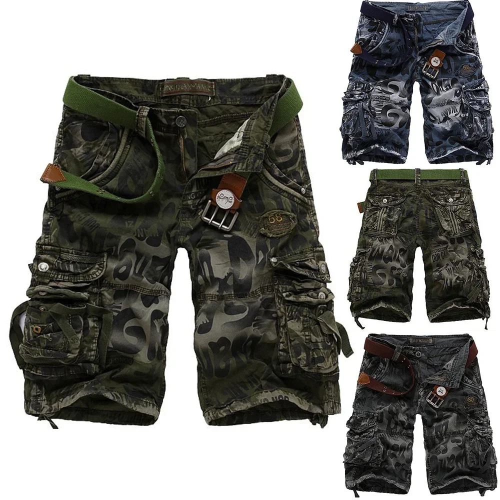 Summer Men's Casual Shorts Fashion Camouflage Multi-pocket Zipper Loose Military Combat Work Shorts Breathable Five Pants 5