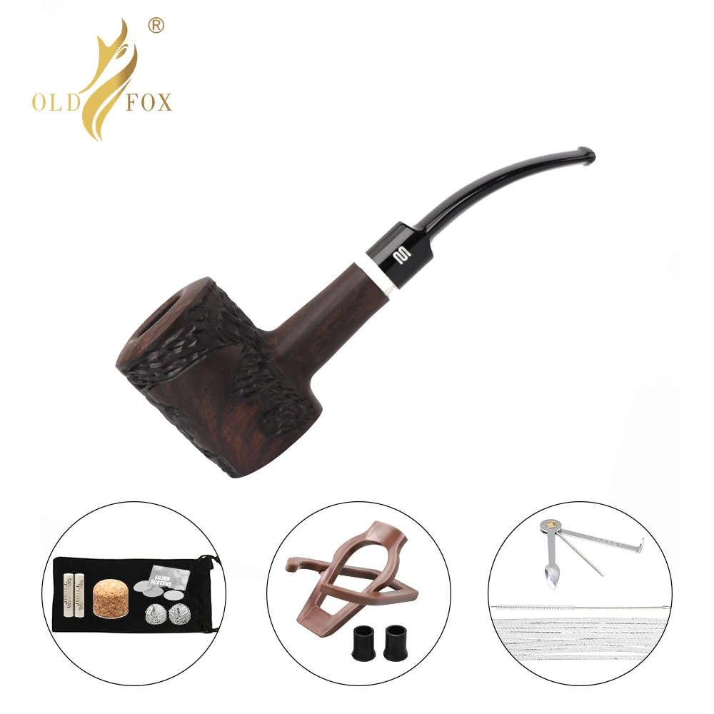 Old Fox Black Sandalwood Tabacco Bent London Apple Pipe Set Accessori 9Mm Filtro Legno Massello Dry Ebano Pipa Da Fumo 10 Strumenti