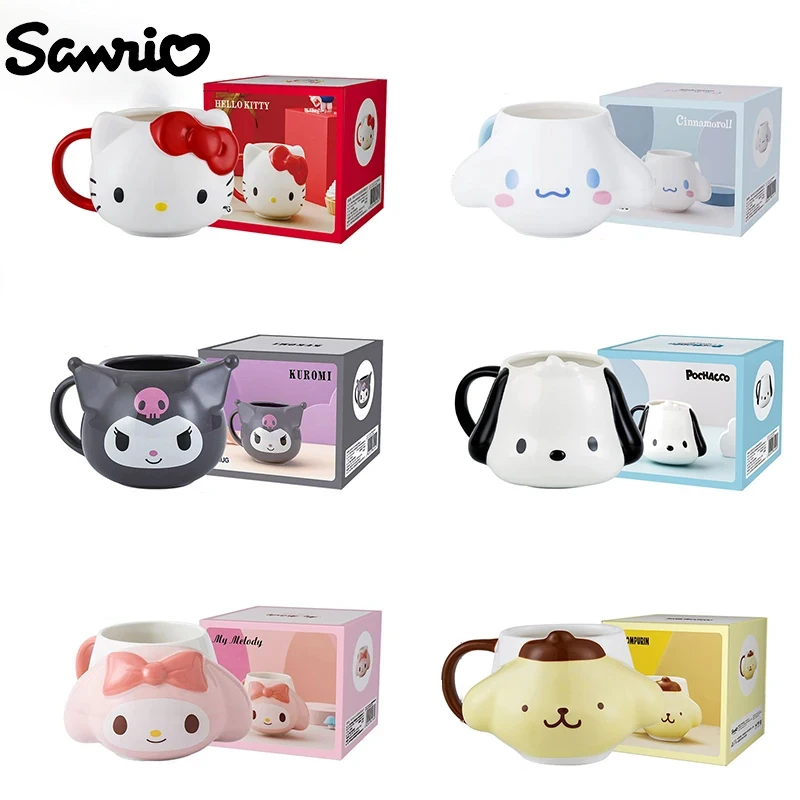 

Керамическая чашка Hello Kitty Sanrio, чашка Kuromi Cinnamoroll Kawaii, мультяшная, милая, для спальни, офиса, чашка для кофе, чашка для молока, подарки для девочек