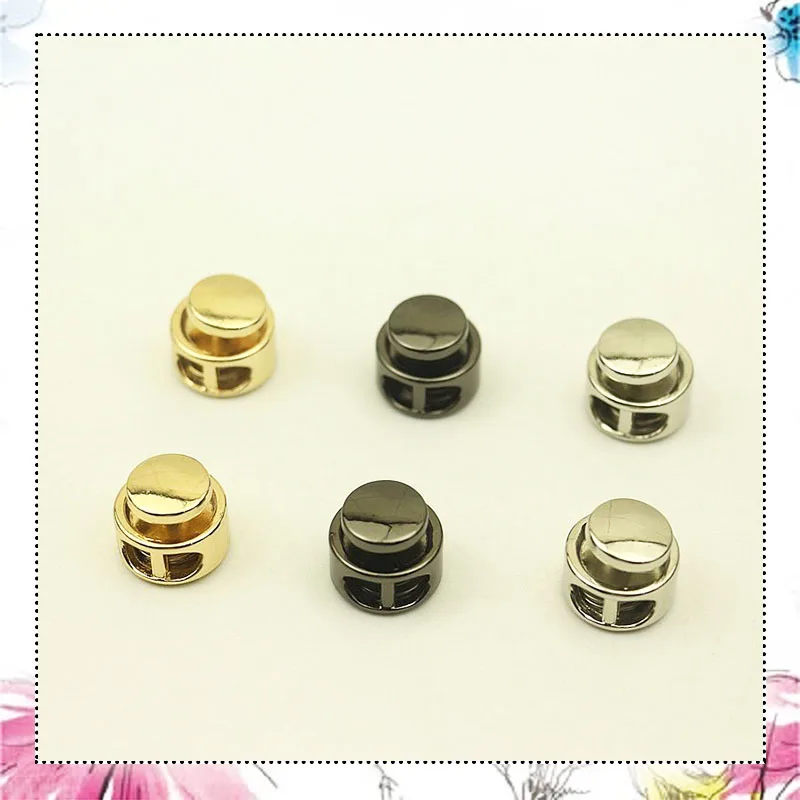 30Pcs Metal Strap Spring Stopper Double Hole Adjust Cord Lock Rope Fixed End Snap Button Decor Buckles DIY Sewing Accessories