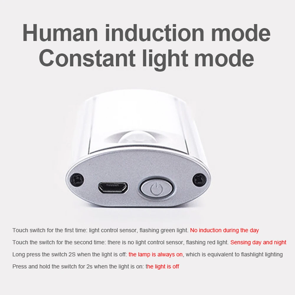 Description Picture 6 of item24/42/60CM Ultra-thin PIR Motion Sensor LED Under Cabinet Light USB Rechargeable Wardrobe Cupboard Wall lamp Closet night light