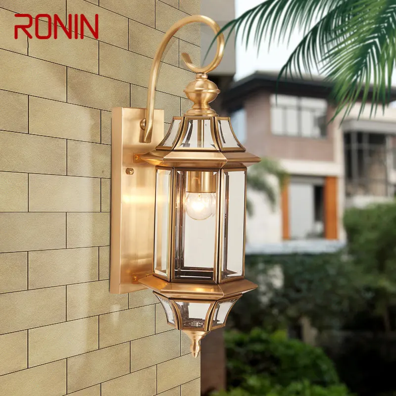 

RONIN Contemporary Outdoor Brass Wall Lamp IP 65 Creative Design LED Copper Sconce Light Decor for Home Balcony