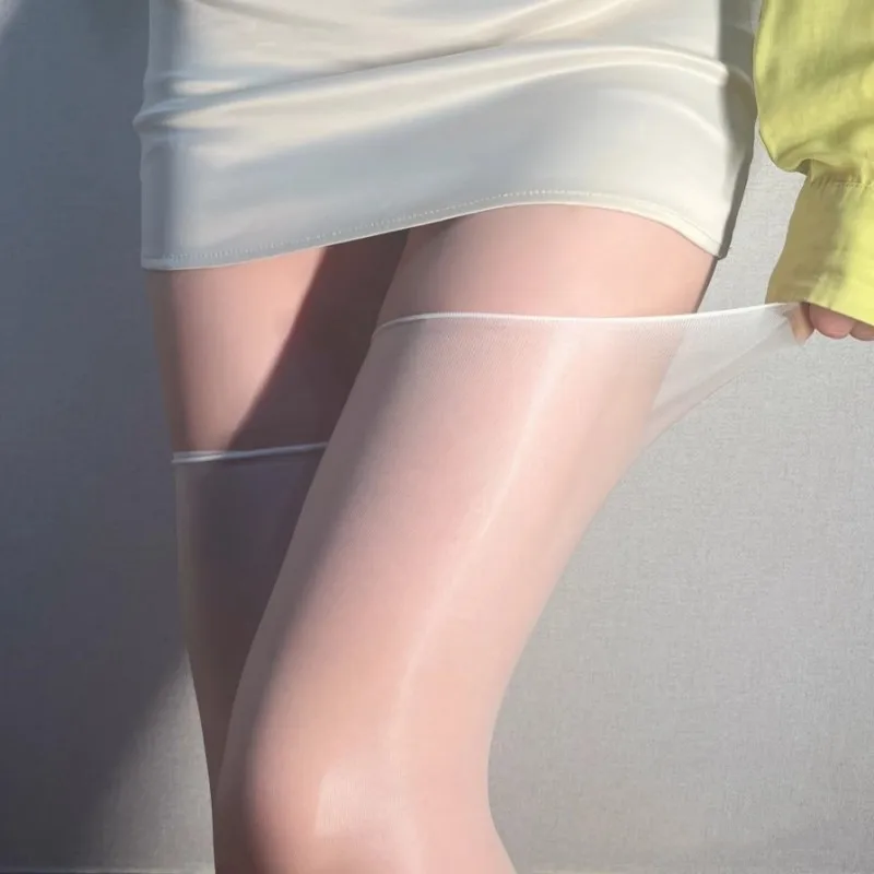 1D Öl glänzende Seidenstrümpfe für Strumpfgürtel Nachtclub Damen Dessous Sexy transparente Kniestrümpfe Ultradünne glänzende Strümpfe