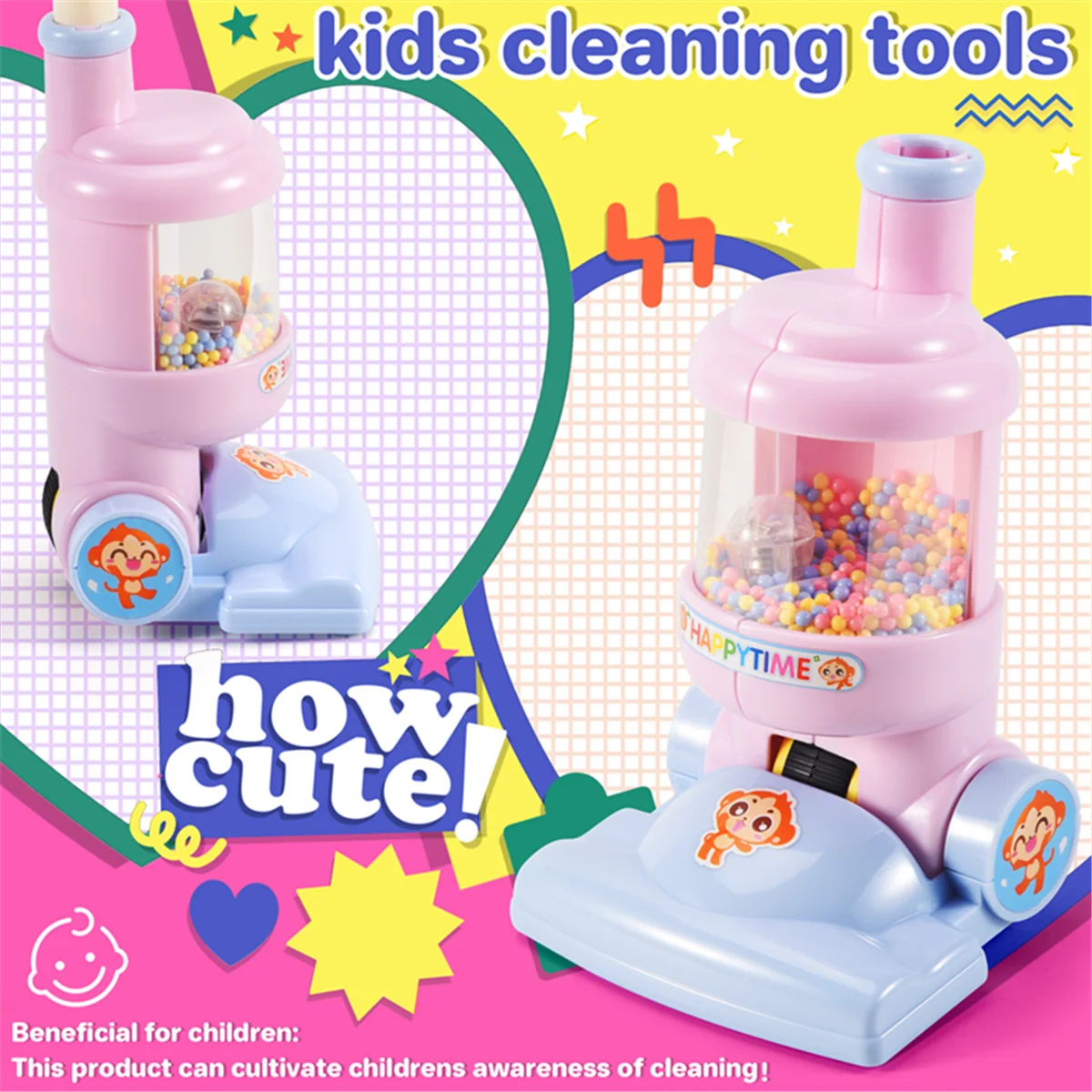 Children Electric Vacuum Cleaner Toy Simulation Vacuum Catcher Kids Pretend Cleaning Educational Toy Mini Vacuum, Blue 4