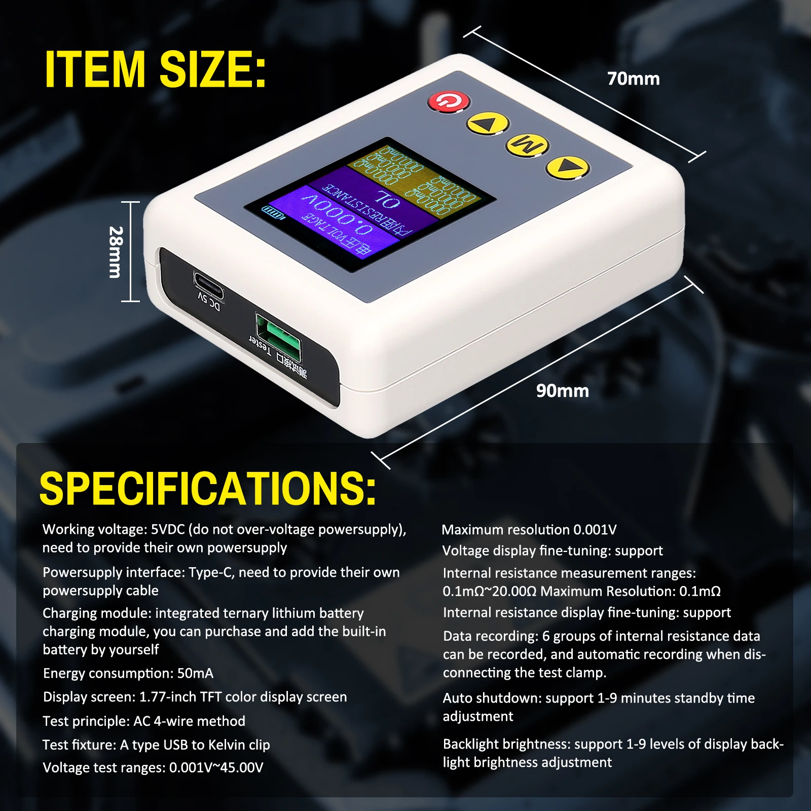 TS4520 Voltage Internal Resistance Tester AC 4-Wire Kelvin Method Professional Voltage Meter Internal Resistance Test Device voltage tester resistance tester