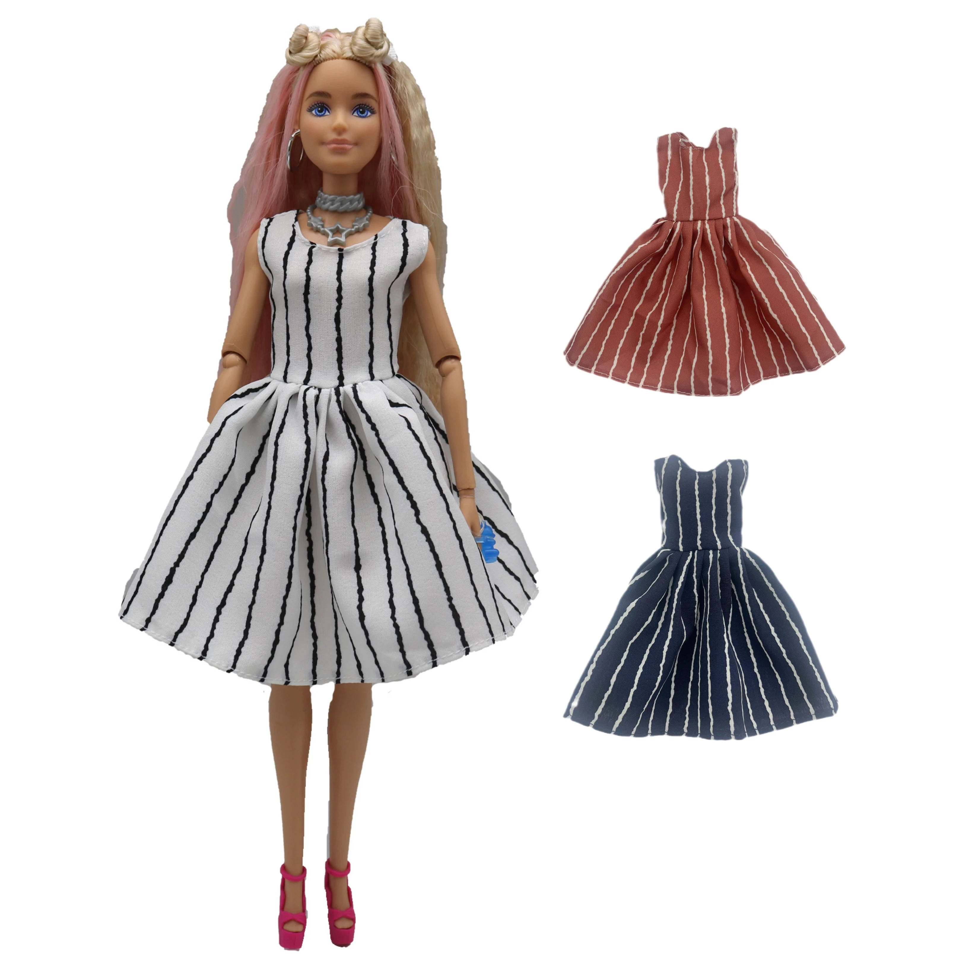 

Fashion Daily Casual Wear Striped Dress Skirt Clothes for Barbie 30cm 1/6 Doll Accessories House DIY Baby Doll Girl Toys Gift