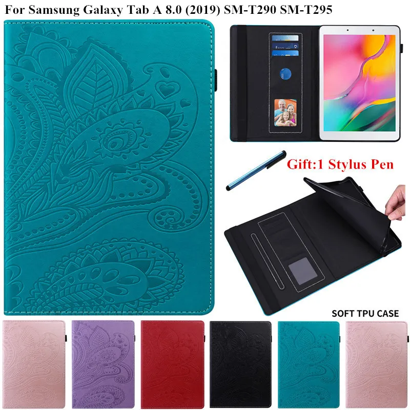 

Cute Flower Embossed Tablet Case for Samsung Tab A 8 inch 2019 PU Leather Cover for Samsung Galaxy Tab A8 2019 SM T290 T295 Case