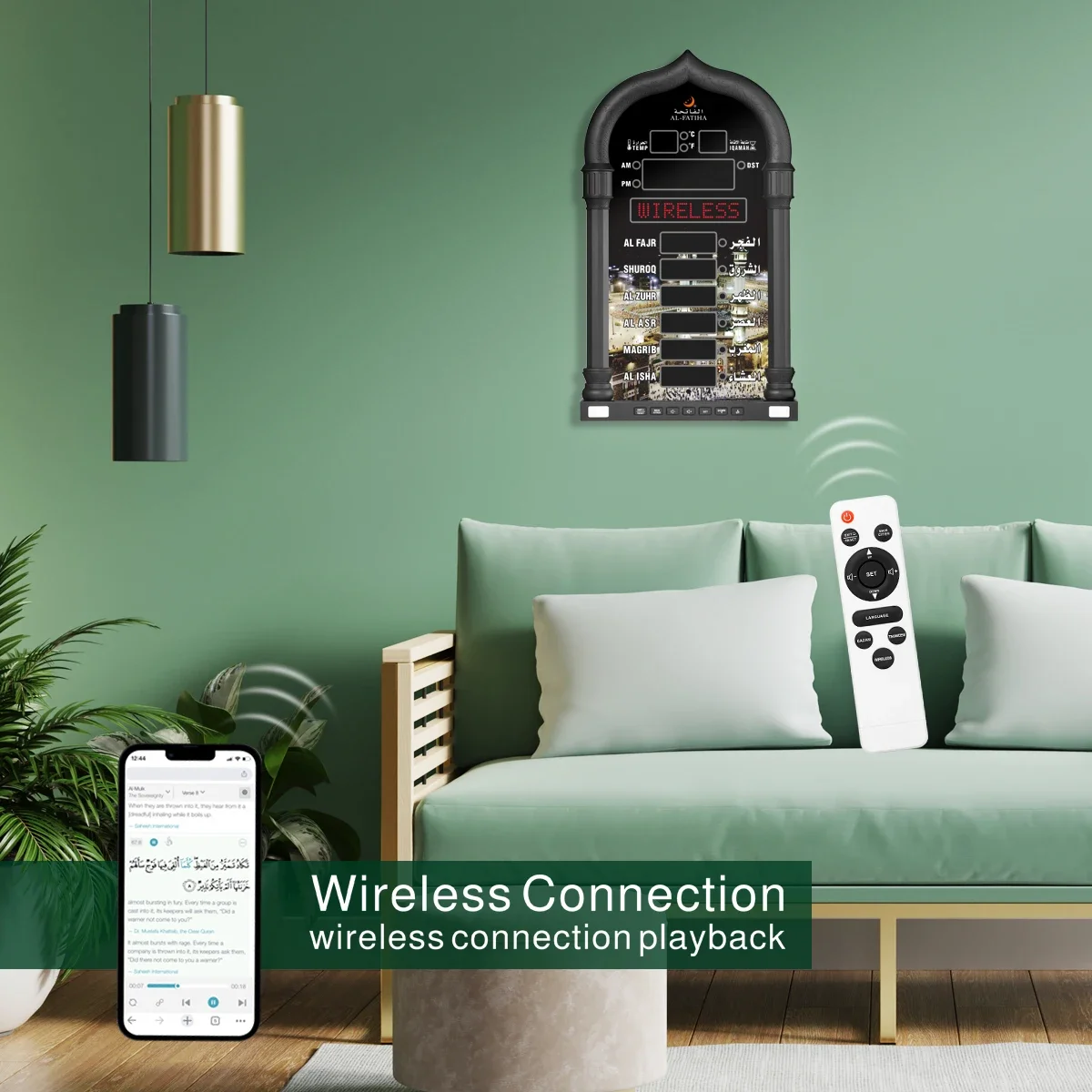 4008 Mosque Clock Wall  Ramadan Islamic LED Azan Clock Quran Bluetooth Muslim Desk Athan Wall Azan Clock 3