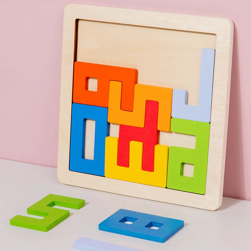 

1PCS Wooden Jigsaw Puzzles Baby Toy Tangram Montessori Materials Educational Toys For Children Board Game Kids Learning Toys