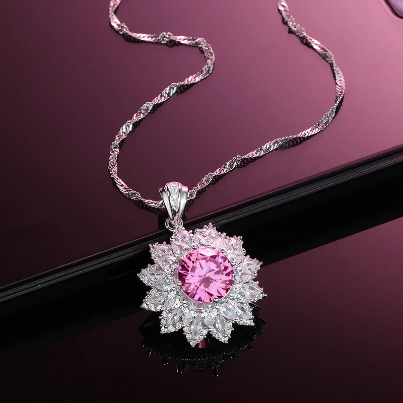 WINTION High Carbon Diamond Necklace Pink Snowflake Necklaces 925 Silver  Elegant Light Luxury Bride Wedding Jewelry Holiday Gift - AliExpress