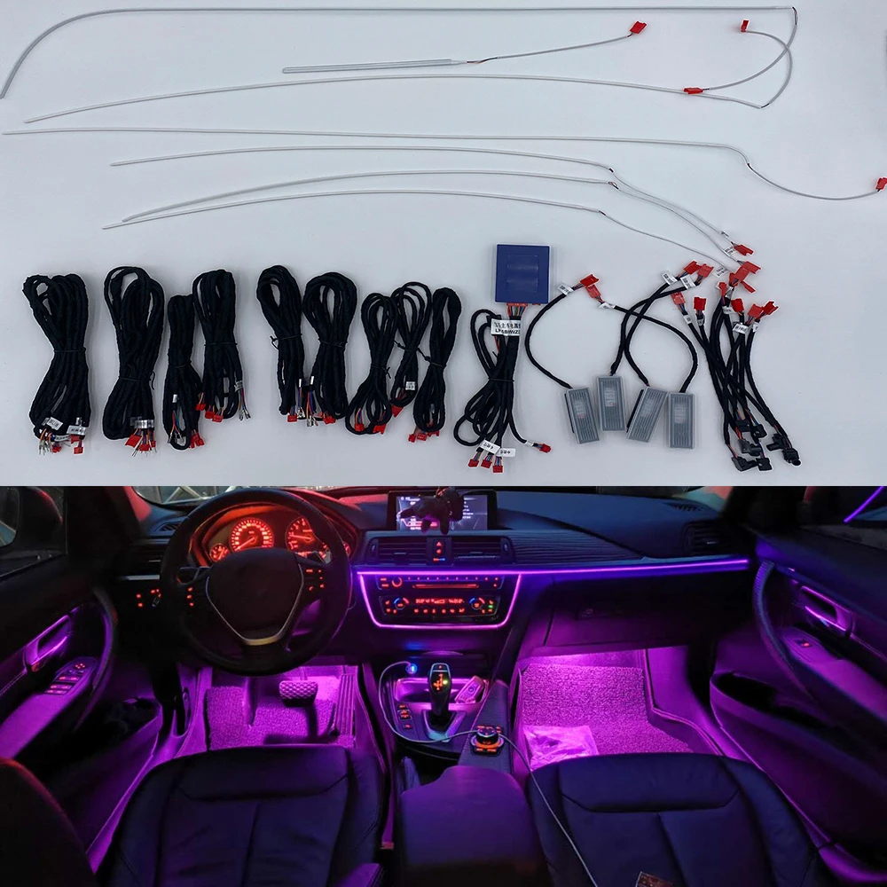 

11-color Ambient light through central control Atmosphere LED strip For BMW 3 Series 4 Series 3GT F30 F35 2013-2019 F chassis